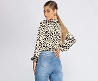 A Leopard Obsession Tie-Front Top