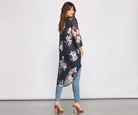 Floral Passion Chiffon High Low Kimono