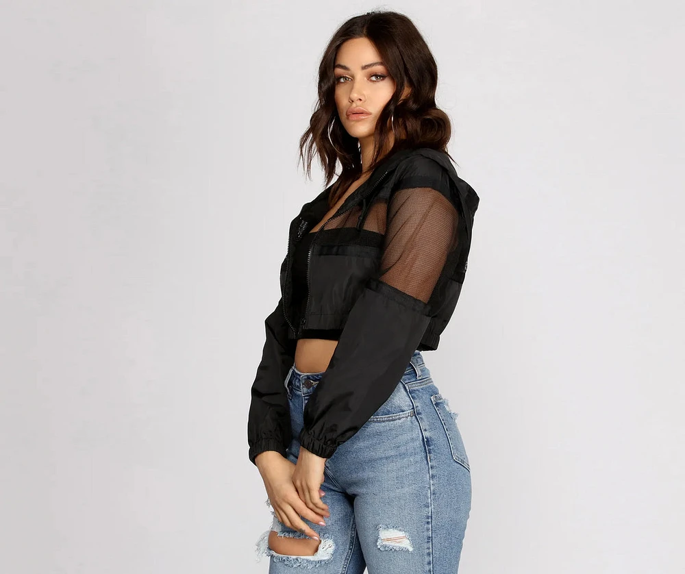 The Sheer Mesh Nylon Cropped Jacket