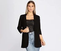 Over-Sized Woven Boyfriend Blazer