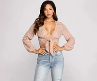 Living For Lace Tie Front Top