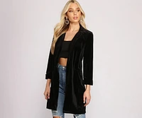 Luxe Velvet Long Line Blazer