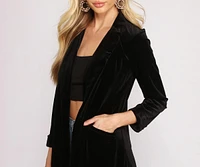 Luxe Velvet Long Line Blazer