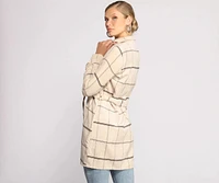 Poised Plaid Belted Shacket