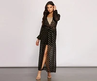 Foiled and Fab Tie Waist Chiffon Duster