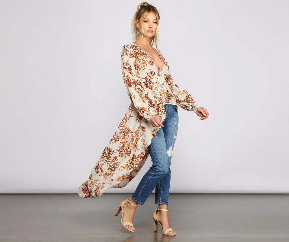 Beautiful Breezy Floral Chiffon Duster