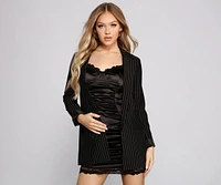 Poised and Polished Pinstripe Longline Blazer