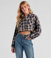 Big On Plaid Cropped Jacket