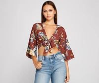 Sprung On Style Floral Tie Front Top