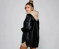 Essential Faux Leather Long Shacket