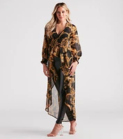 Bold Babe Status Chain Print Chiffon Duster