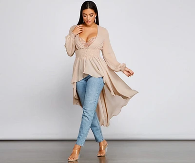 Chic Chiffon High-Low Duster