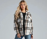 S'more Plaid Faux Fur Woven Shacket