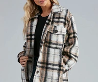 S'more Plaid Faux Fur Woven Shacket