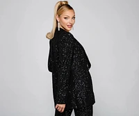 Showtime Chic Sequin Long Blazer