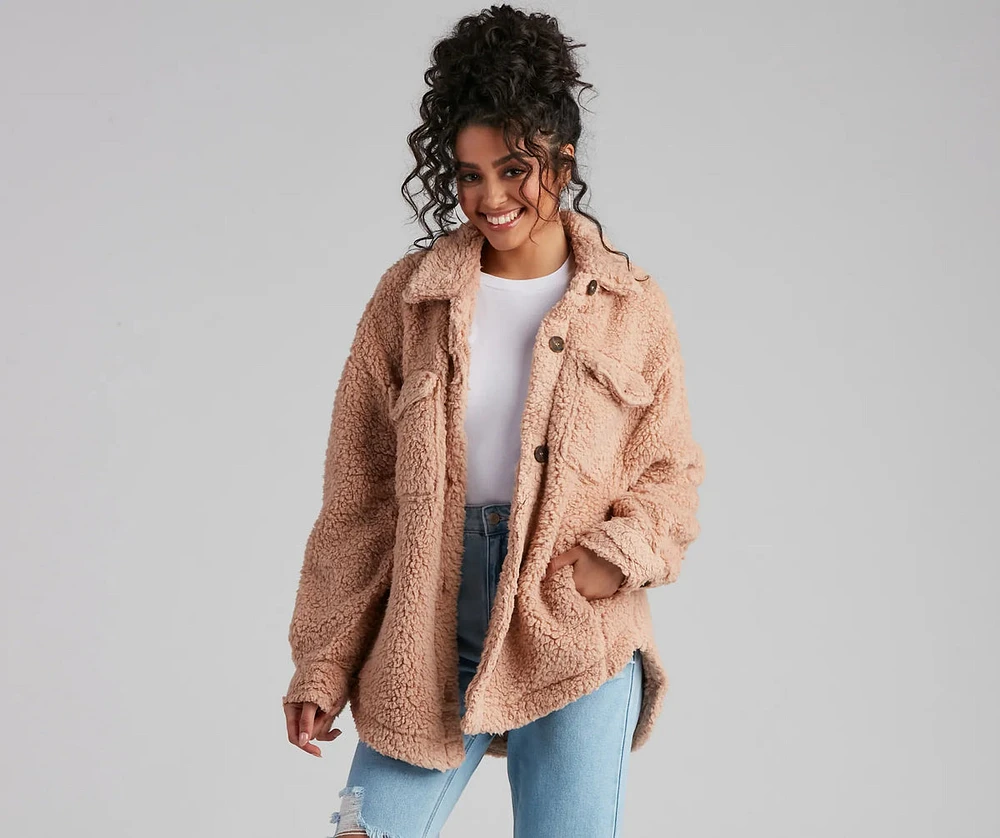 All About Knit Sherpa Shacket