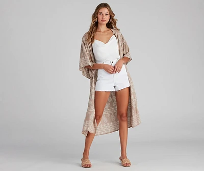 Vacay Mode Printed Kimono