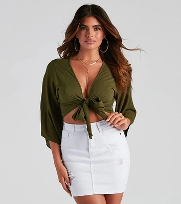 Tied Up Kimono Sleeve Top