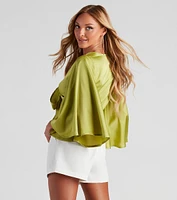 Silky Chic Kimono Tie-Front Top