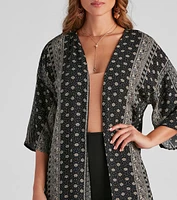 Boho The City Print Woven Kimono