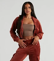 Serious Chills Velour Zip-Up Hoodie Jacket