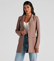 Seriously Chic Woven Long Blazer