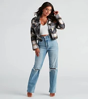 Keep It On Check Plaid Crop Jacket