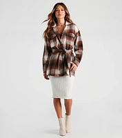 Cozy Fall Vibes Belted Plaid Shacket