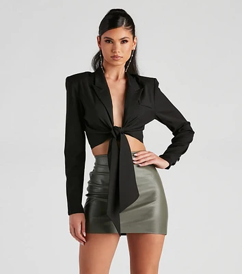 Happy Hour Approved Tie-Front Blazer