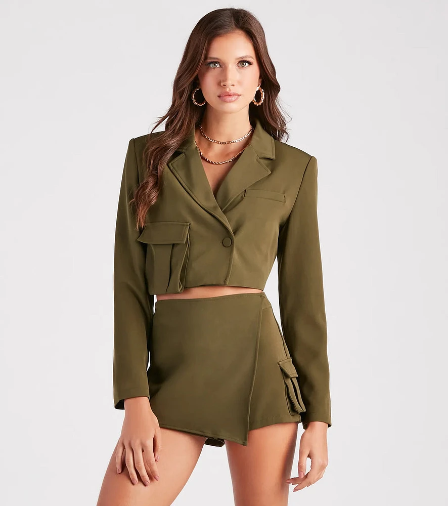 Cargo Cutie Structured Crop Blazer