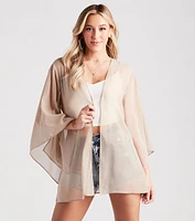 Beach Mode Chiffon Belted Kimono