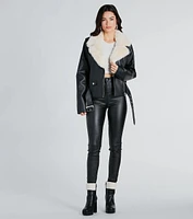 Always Elevated Faux Fur Trim Leather Jacket