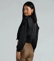 Next-Level Cool Satin Bomber Jacket