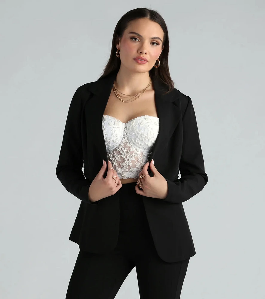 Business Classy Woven Ruched Blazer