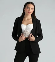 Business Classy Woven Ruched Blazer