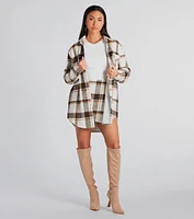 Cute Vibes Only Plaid Long Shacket