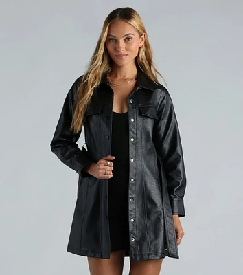 Elevated Affair Faux Leather Trench Coat