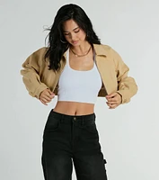 Never Average Cinched Crop Bomber Jacket