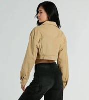 Never Average Cinched Crop Bomber Jacket