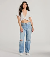 Sweeten Me Up Flutter Sleeve Tie Front Crop Top