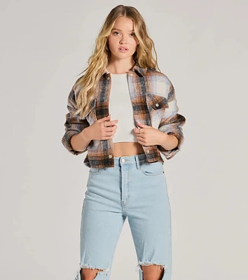 Cozy Cute Plaid Woven Cropped Shacket