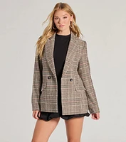 Classic Mood Glen Plaid Woven Oversized Blazer