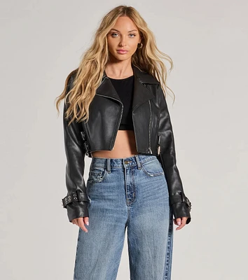 Untamed Chic Faux Leather Cropped Moto Jacket