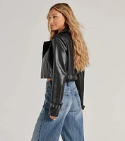 Untamed Chic Faux Leather Cropped Moto Jacket