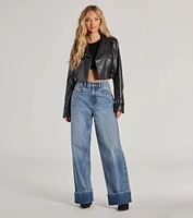 Untamed Chic Faux Leather Cropped Moto Jacket