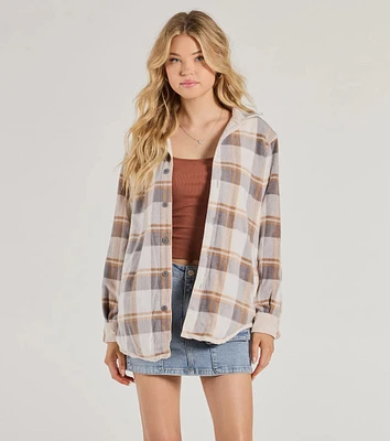 Comfy Season Corduroy And Flannel Reversible Shacket