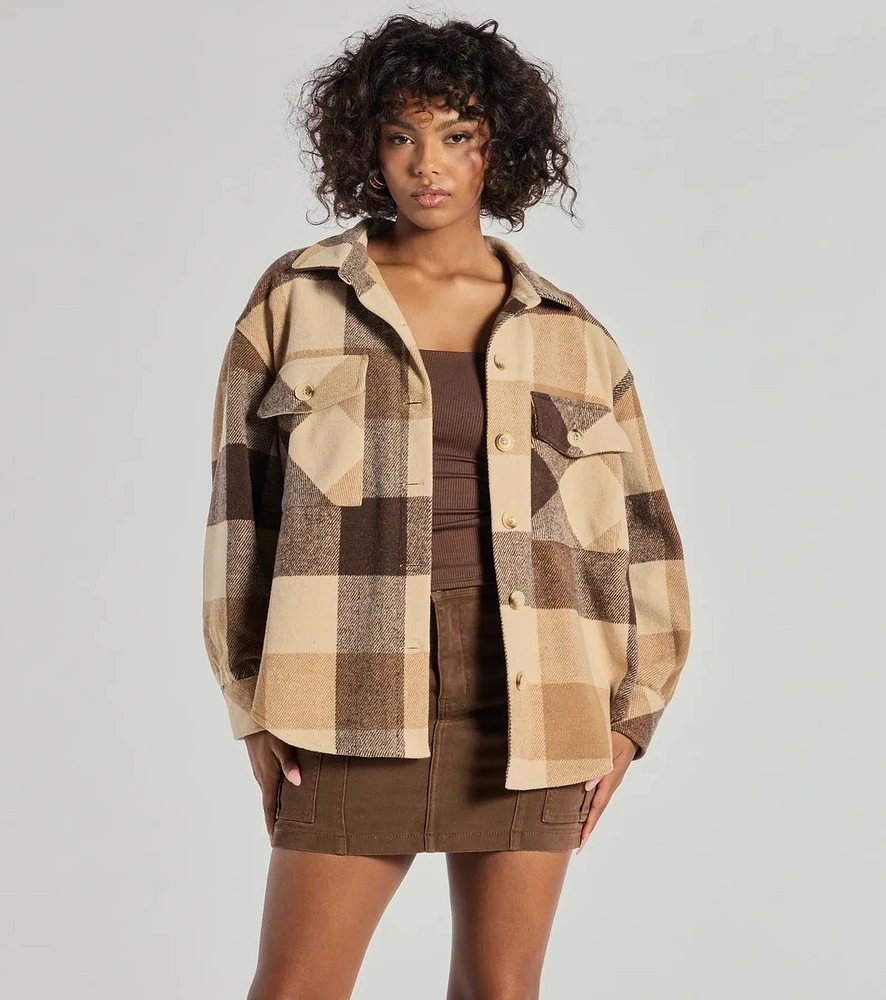 Plaid Passion Oversized Faux Wool Shacket