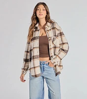 Comfy Trend Plaid Woven Oversized Shacket