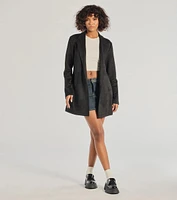 On The Move Faux Suede Long Blazer