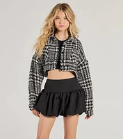 Next Level Chic Houndstooth Woven Cropped Shacket